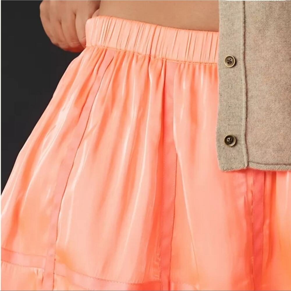 Anthropologie Parachute Maxi Skirt Orange Large Petite Boho Flowy Elastic Waist - Picture 3 of 12